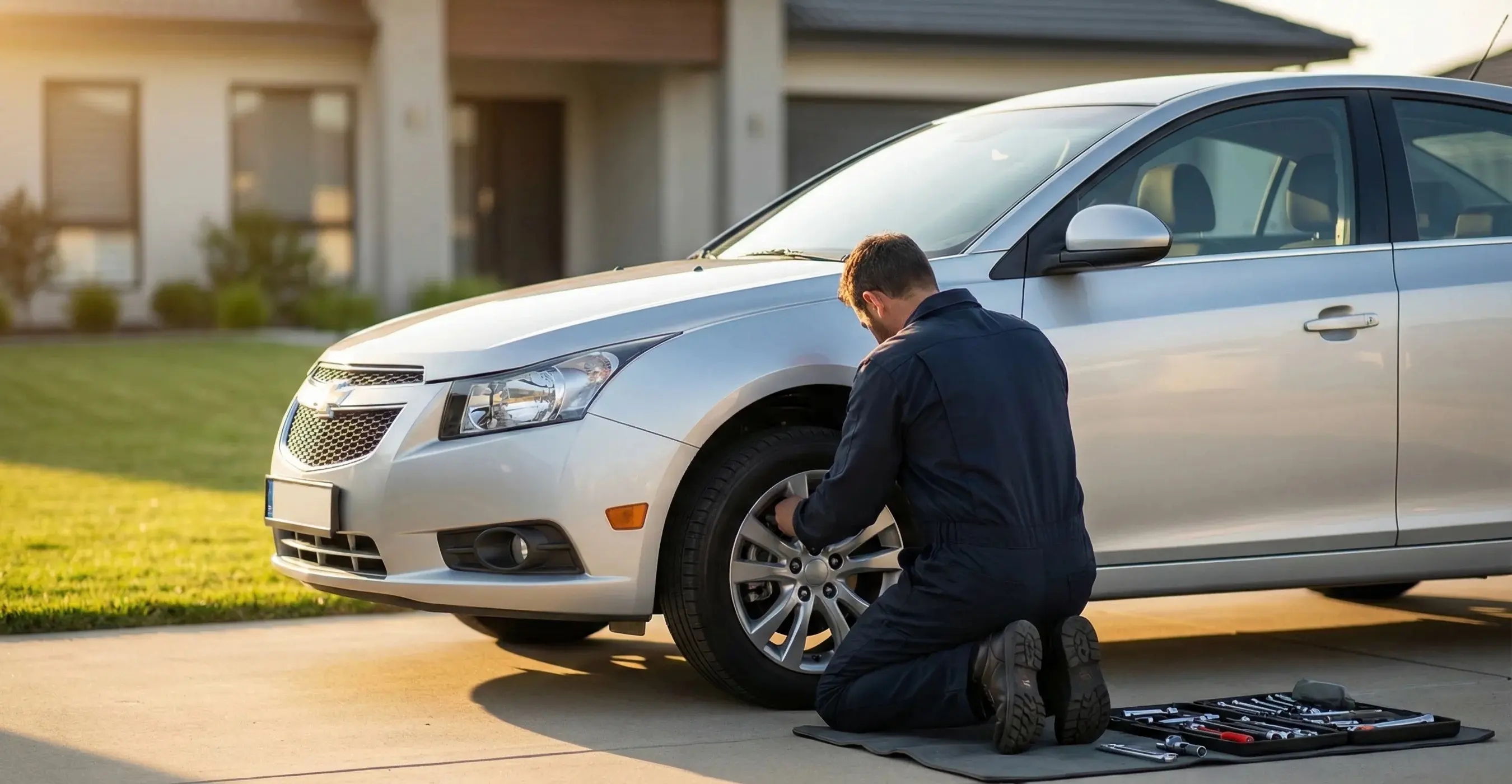 Mechanic inspecting a used car for a client